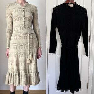 Ducci Knits Vintage Knit Crochet Midi Dress